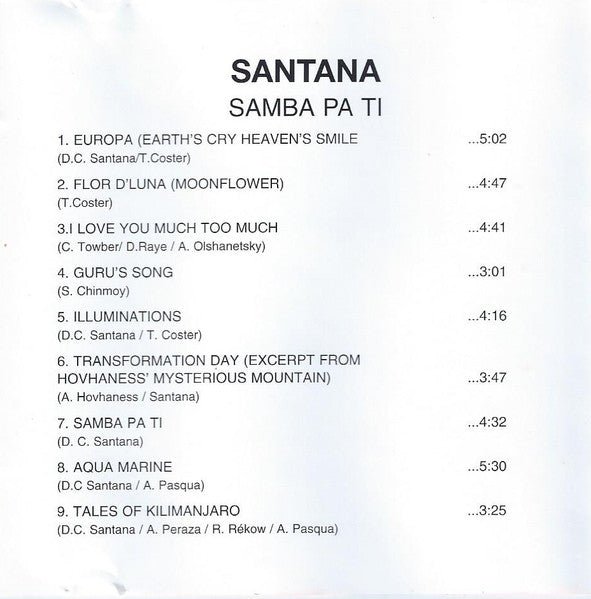 Santana – Samba Pa Ti (Used) (Mint Condition)