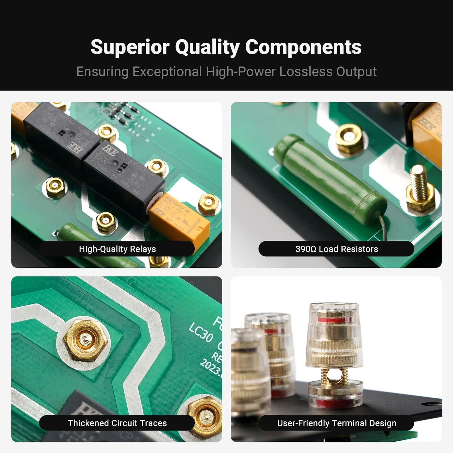 Fosi Audio LC30 Amplifier Speaker Switcher 2-in-2 Out Dual Analog VU Meter