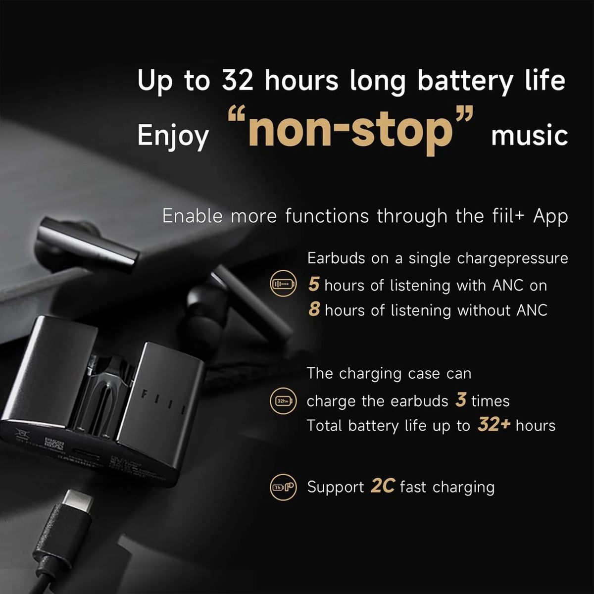 FIIL CC Pro2 Wireless Earbuds with Hybrid ANC