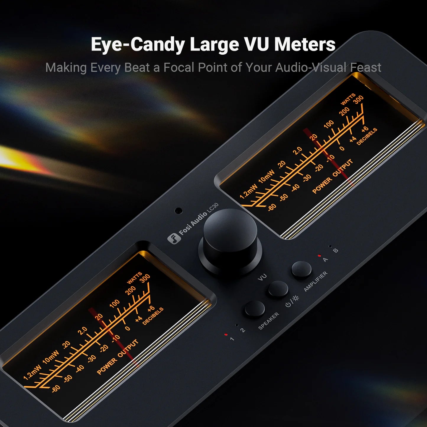 Fosi Audio LC30 Amplifier Speaker Switcher 2-in-2 Out Dual Analog VU Meter
