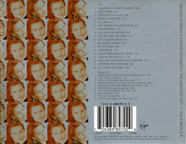 Belinda Carlisle – A Place On Earth · The Greatest Hits (Used) (Mint Condition) CD