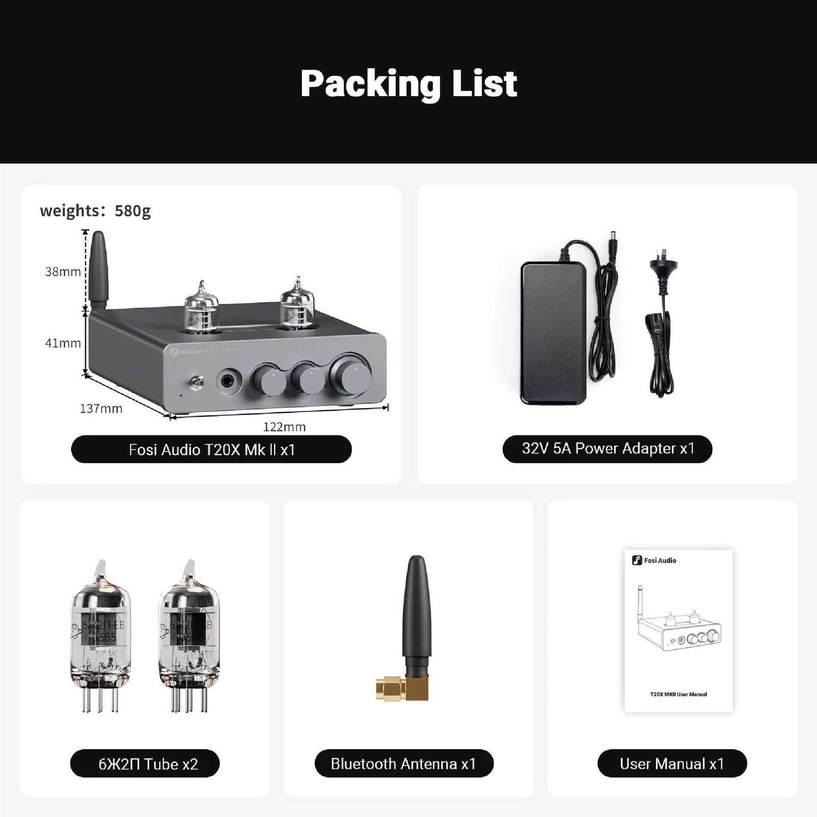Audio Phonic Speakers TRITON-55 & Fosi Audio T20X MKII Vacuum Tube Amplifier