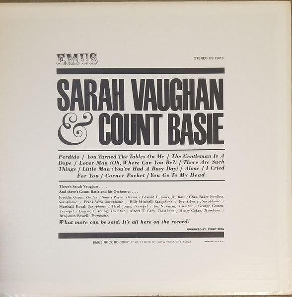 Count Basie / Sarah Vaughan – Count Basie / Sarah Vaughan (Used) (Mint Condition) - Vinyl