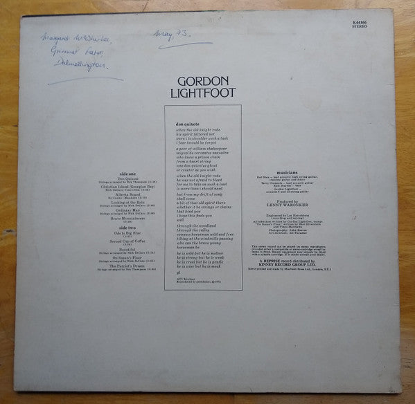 Gordon Lightfoot – Don Quixote (Used) (Mint Condition)