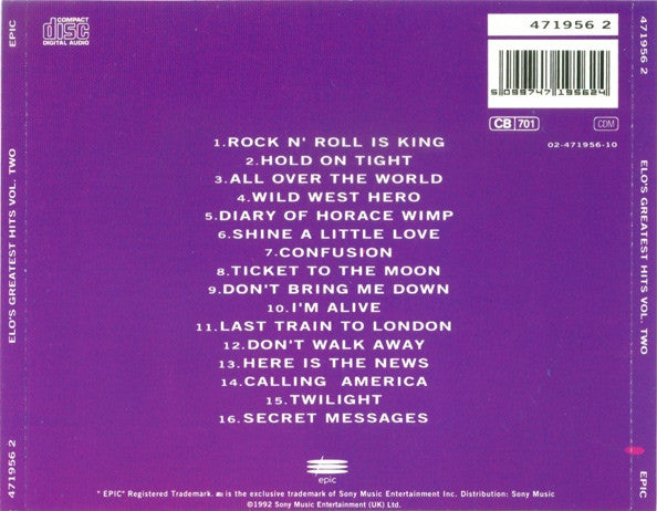 ELO* – ELO's Greatest Hits Vol. Two (Used) (Mint Condition)