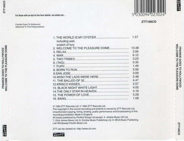 Frankie Goes To Hollywood - Welcome To The Pleasuredome (Used) (Mint Condition)