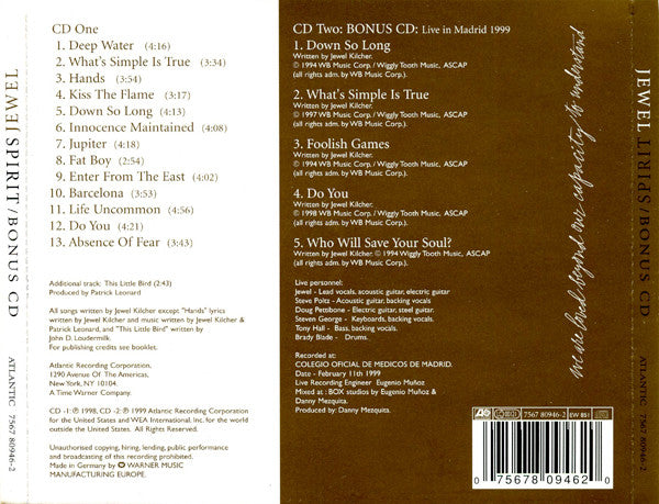 Jewel – Spirit - (Used) (Mint Condition)