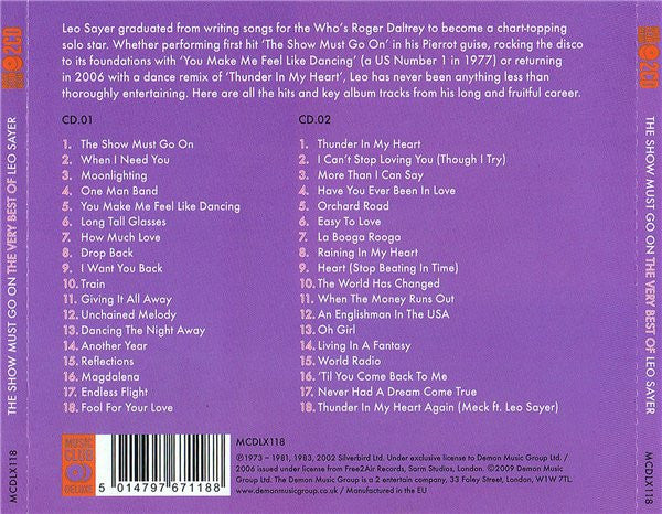 Leo Sayer – The Show Must Go On - The Very Best Of Leo Sayer - 2 Discs (Used) (Mint Condition) CD