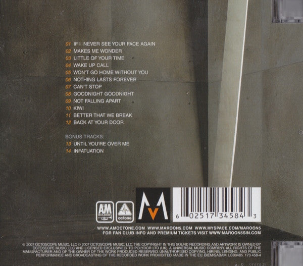 Maroon 5 – It Won't Be Soon Before Long (Used) (Mint Condition) - CD