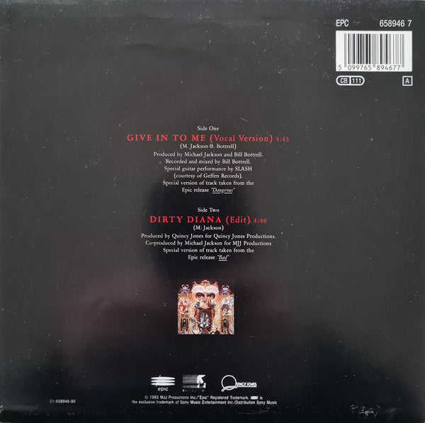 Michael Jackson Featuring Special Guitar Performance By Slash (3) – Give In To Me (Used) (Mint Condition)