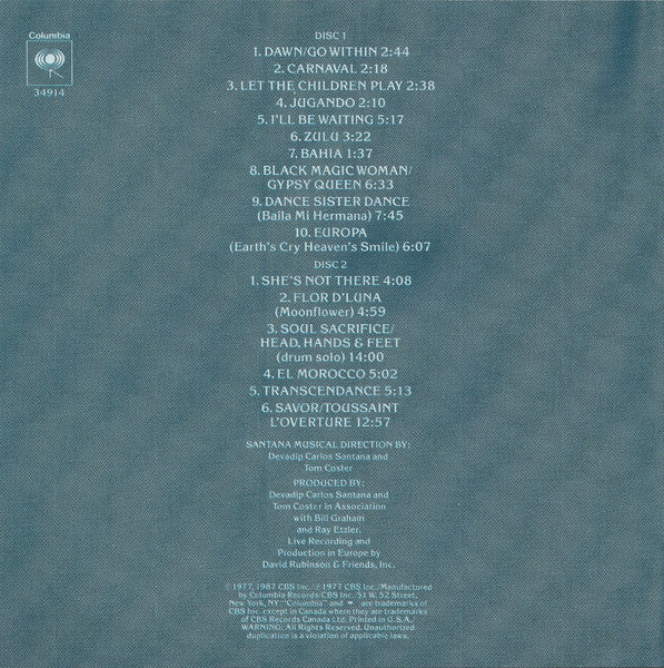 Santana – Moonflower 2 Discs (Used) (Mint Condition)