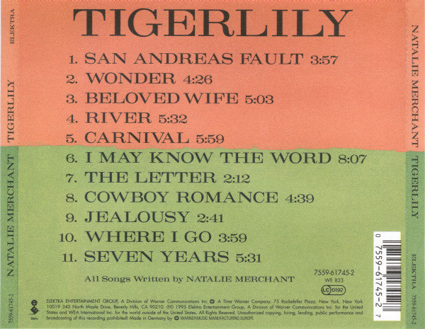 Natalie Merchant – Tigerlily (Used) (Mint Condition) CD