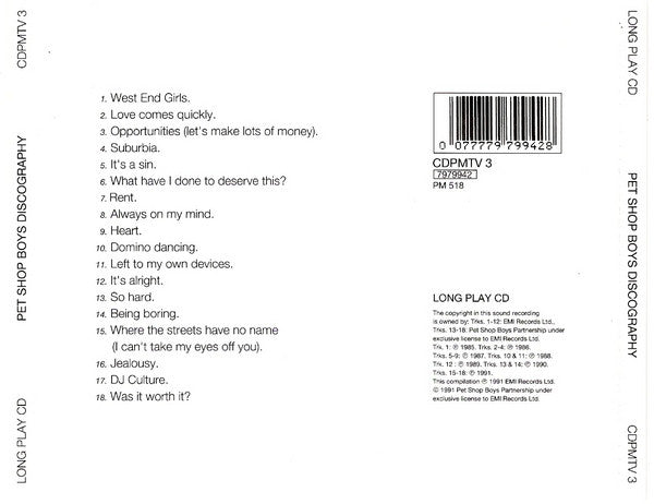Pet Shop Boys - Discography (The Complete Singles Collection) (Used) (Mint Condition)