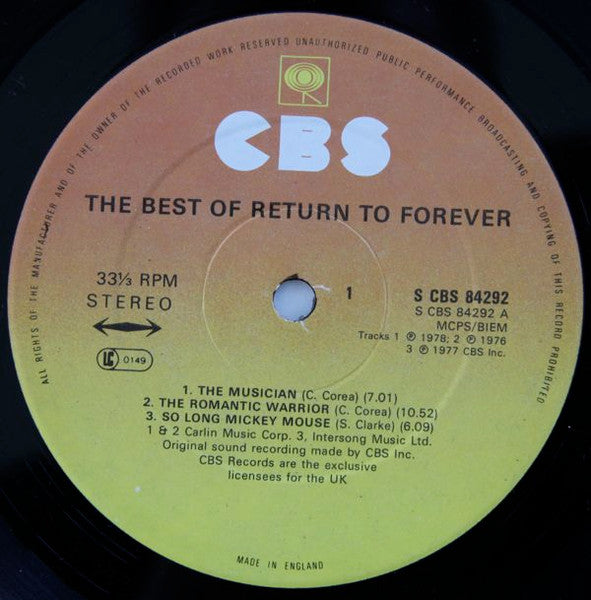 Return To Forever – The Best Of Return To Forever (Used) (Mint Condition) Vinyl