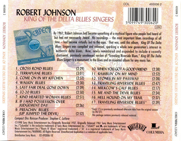 Robert Johnson - King Of The Delta Blues Singers (Used) (Mint Condition) - CD
