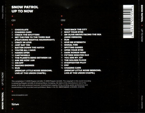 Snow Patrol – Up To Now - 2 Dics (Used) (Mint Condition)