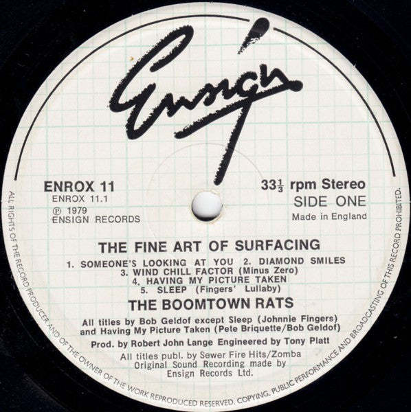 The Boomtown Rats – The Fine Art Of Surfacing (Used) (Mint Condition)