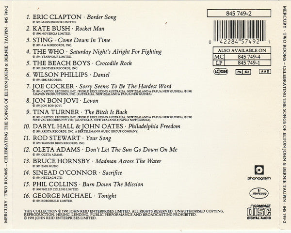 Various – Two Rooms - Celebrating The Songs Of Elton John & Bernie Taupin (Used) (Mint Condition)