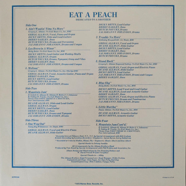 The Allman Brothers Band – Eat A Peach - 2 Discs Vinyl