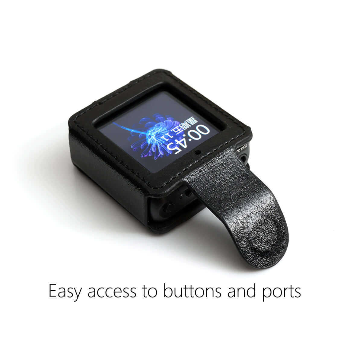 DDHIFI C-M5 Leather case for FiiO M5 music player, DAP Leather cover (with Elastic Loop Strap) Black, Watch band use.