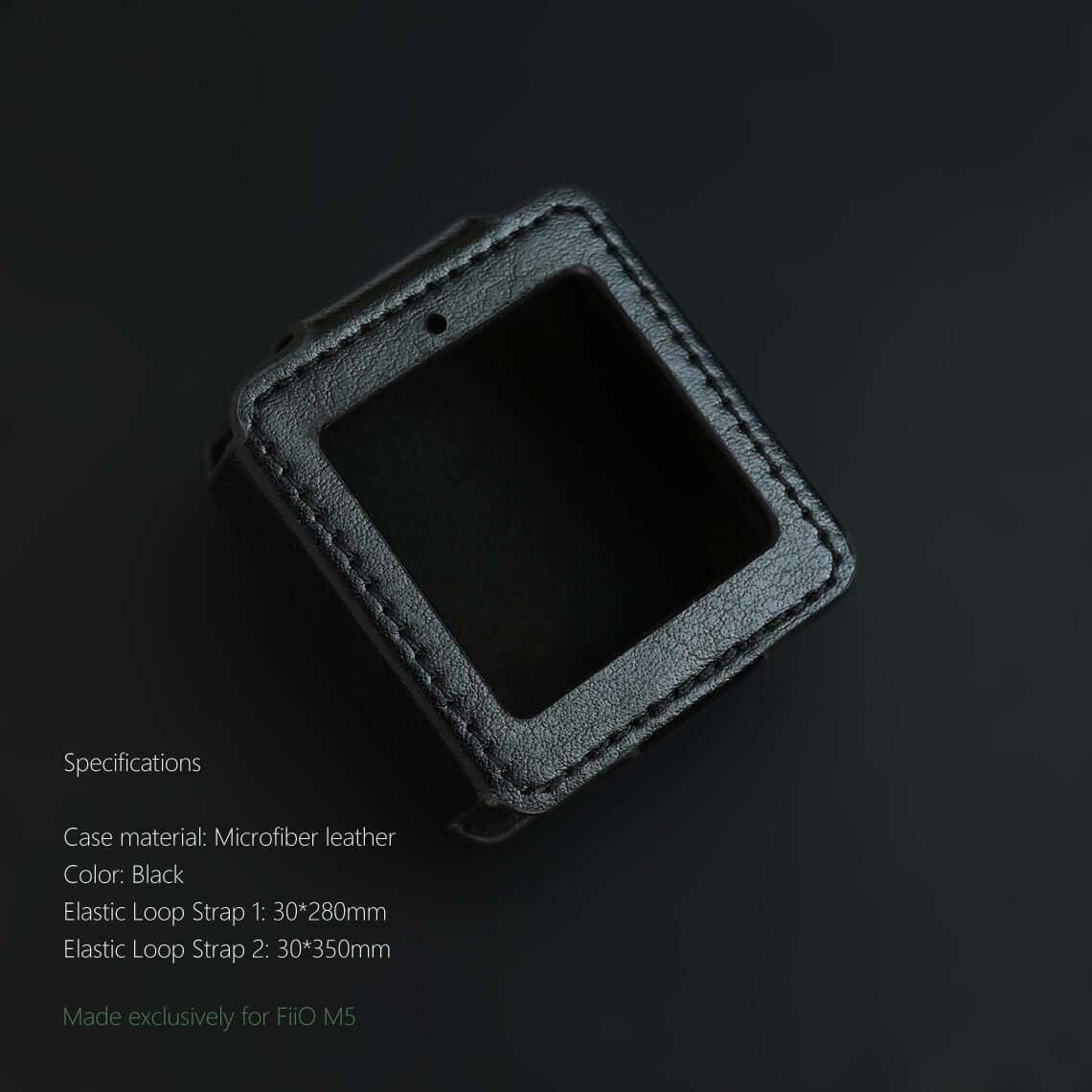 DDHIFI C-M5 Leather case for FiiO M5 music player, DAP Leather cover (with Elastic Loop Strap) Black, Watch band use.