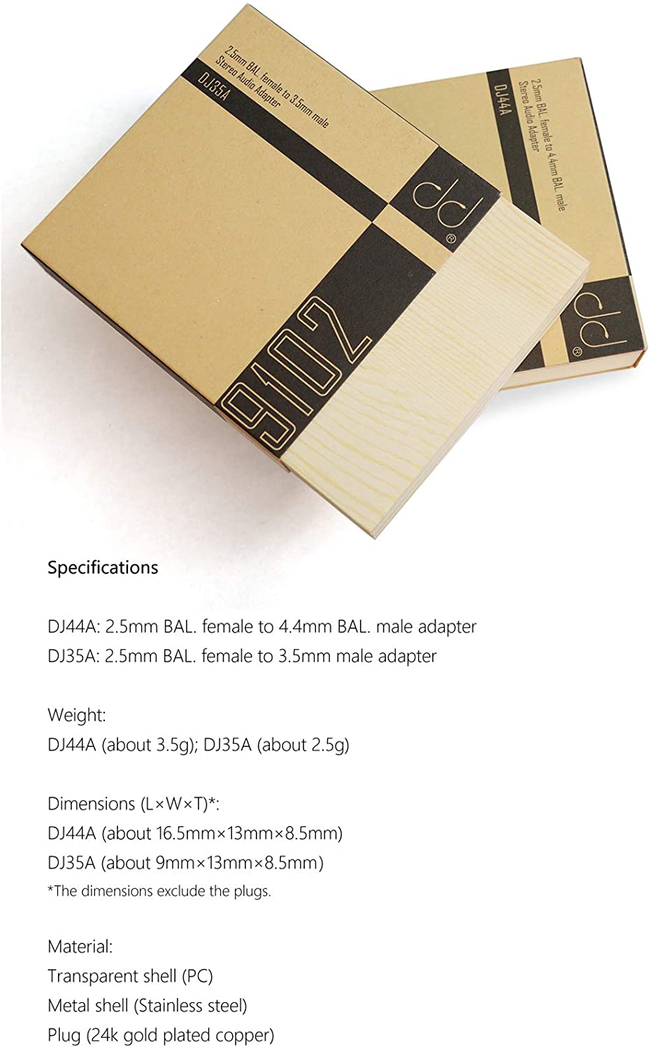 DDHIFI DJ35A 3.5mm to 2.5mm female and DJ44A 4.4 to 2.5mm female adapter