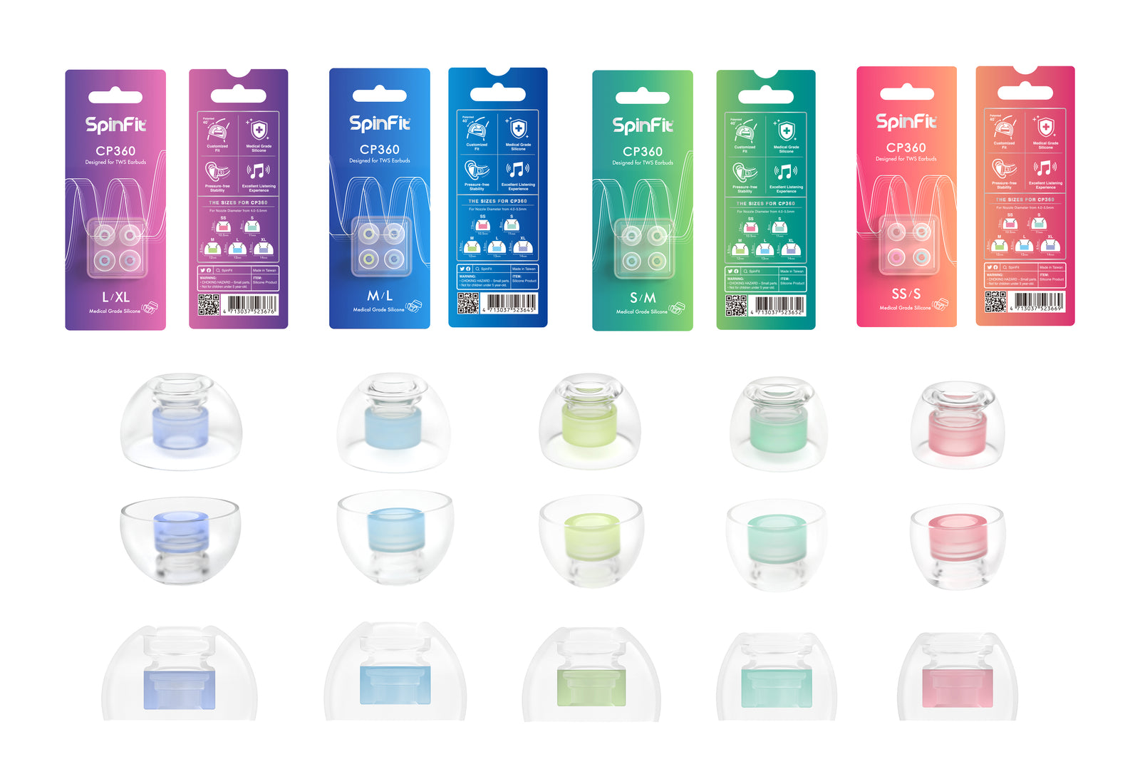 SpinFit CP360 Silicone Eartips For True Wireless Bluetooth Earphone