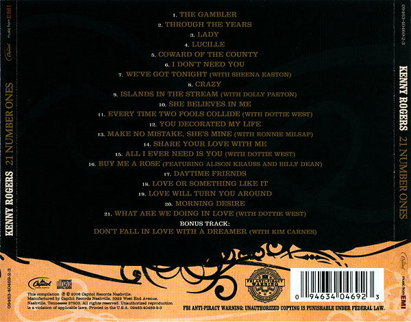 21 Number Ones by Kenny Rogers