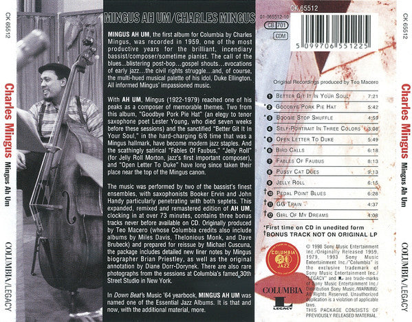 Charles Mingus Mingus Ah Um (Used) (Mint Condition)