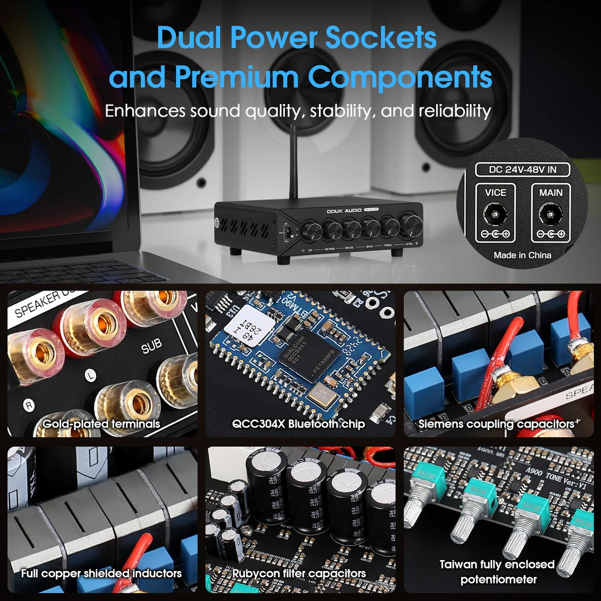 Douk Audio NS-14G Pro Class D 2.1 Integrated Amplifier