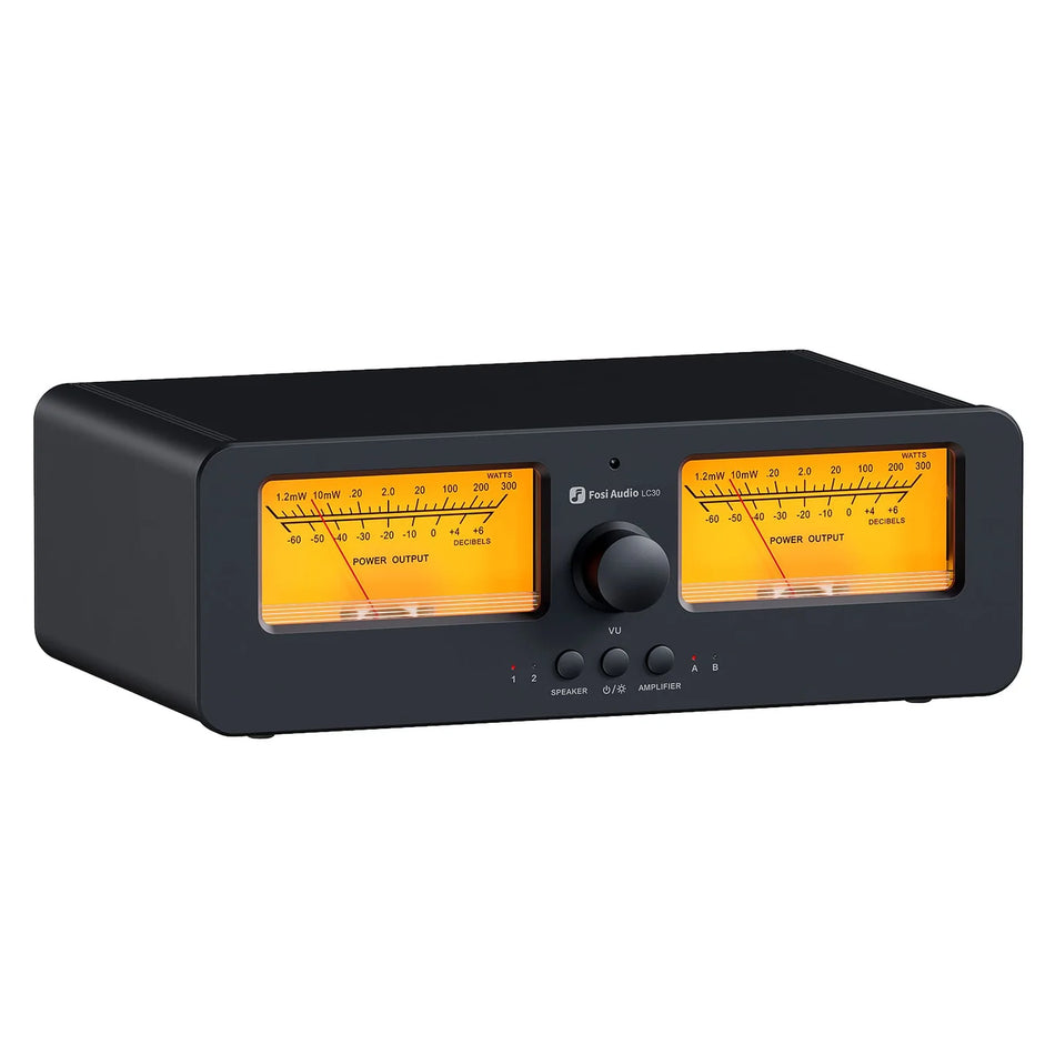 Fosi Audio LC30 Amplifier Speaker Switcher 2-in-2 Out Dual Analog VU Meter