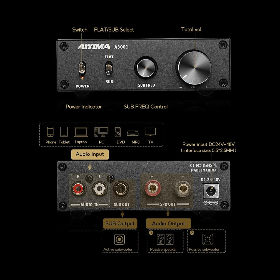 AIYIMA A3001 Class D Power Amplifier