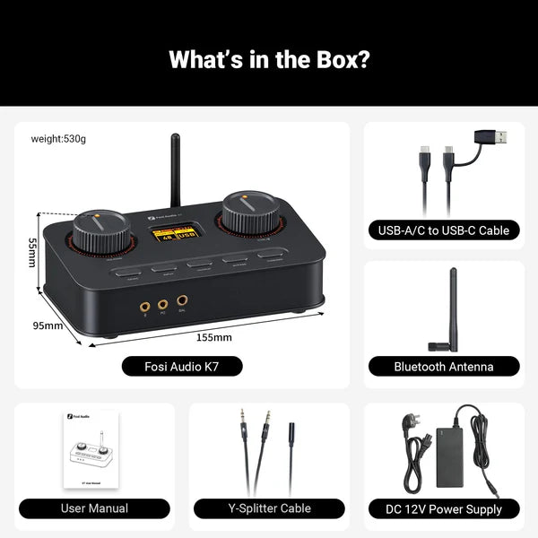 Fosi Audio K7 Desktop DAC Headphone Amplifier