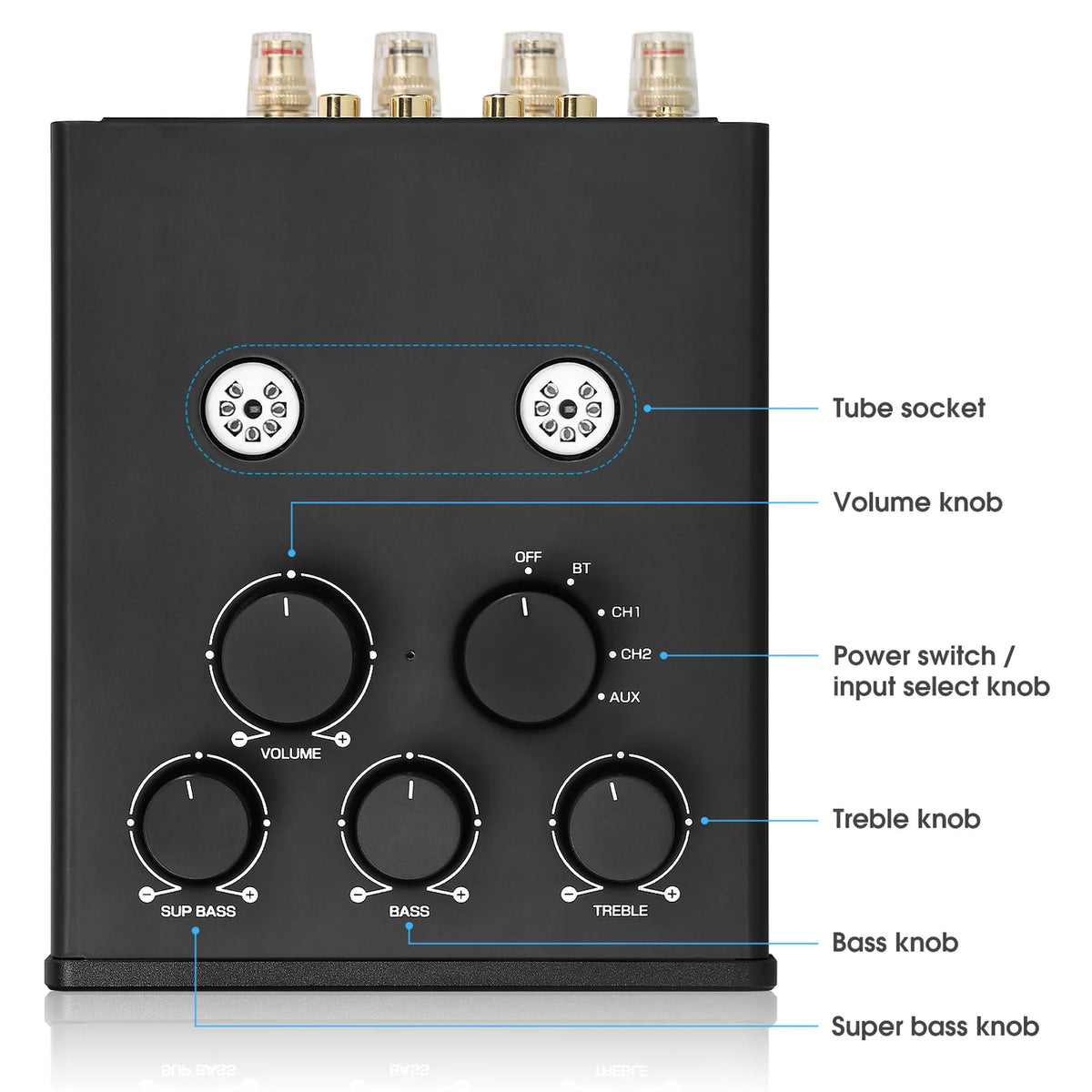 Douk Audio T6PRO HIFI TPA3255 300Watts x2 Bluetooth Tube Amplifier with VU Meter