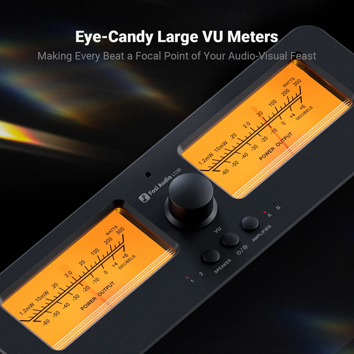 Fosi Audio LC30 Amplifier Speaker Switcher 2-in-2 Out Dual Analog VU Meter