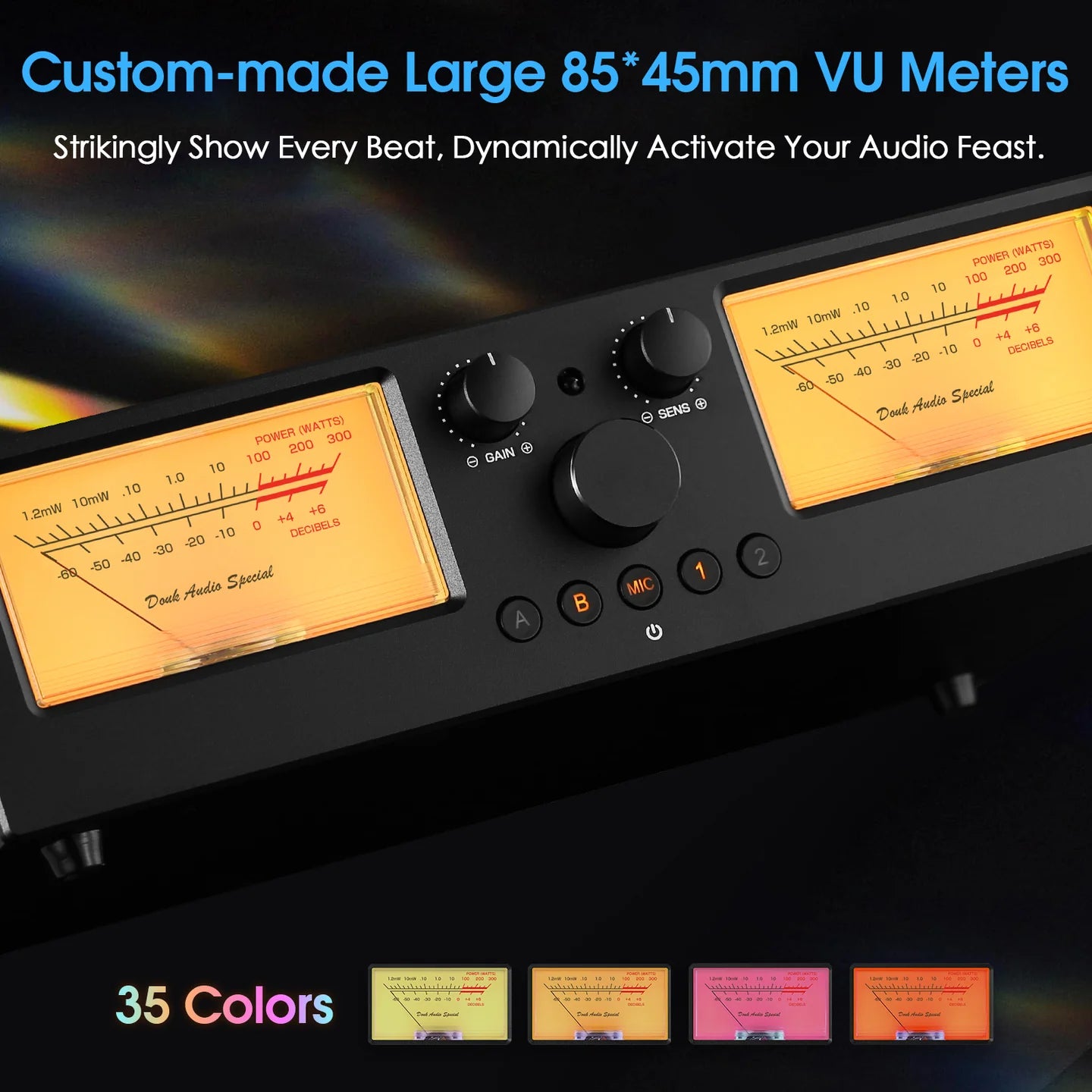 Douk Audio VU3PRO Amplifier/Speaker Selector VU Meter 2-IN-2-OUT Switcher Box