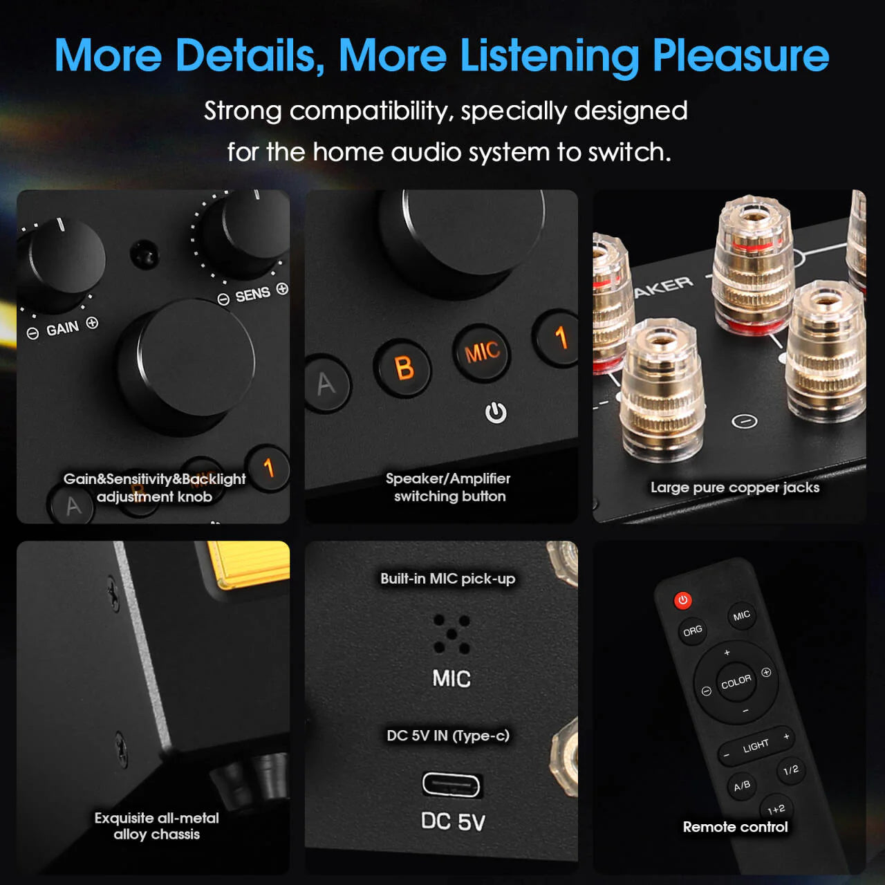 Douk Audio VU3PRO Amplifier/Speaker Selector VU Meter 2-IN-2-OUT Switcher Box