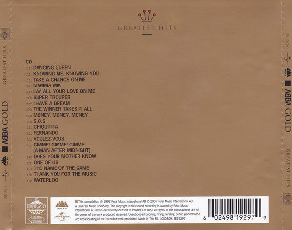 ABBA – Gold (Greatest Hits) - Golden Cover (Used) (Mint Condition) - CD