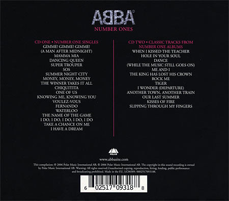ABBA – Number Ones 2 DIscs (Used) (Mint Condition) CD