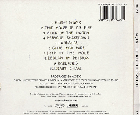 AC/DC – Flick Of The Switch (Used) (Mint Condition) CD