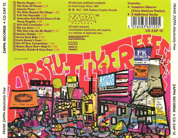 Frank Zappa / The Mothers Of Invention* – Absolutely Free (Used) (Mint Condition) CD