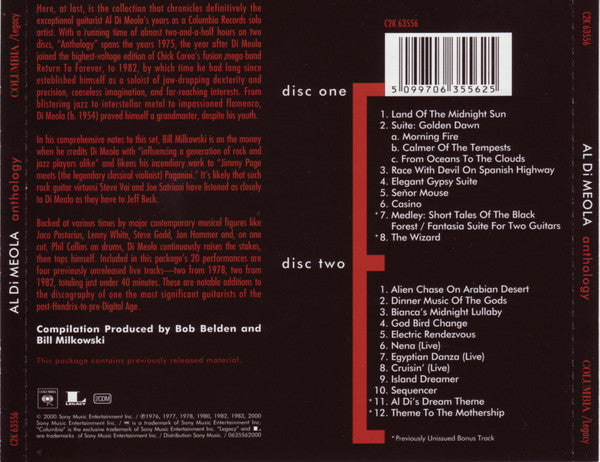 Al Di Meola – Anthology 2 Discs (Used) (Mint Condition) CD
