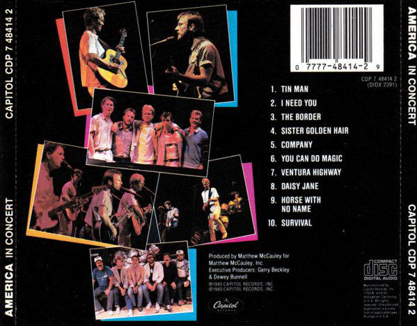 America (2) – America In Concert (Used) (Mint Condition) CD