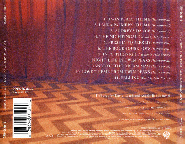 Angelo Badalamenti – Music From Twin Peaks (Used) (Mint Condition) CD