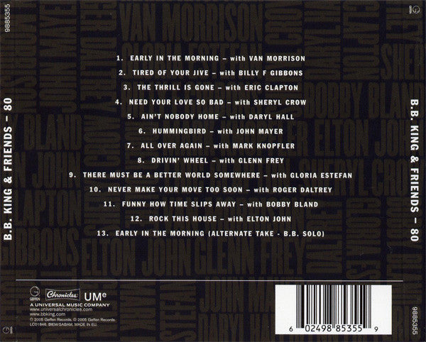B.B. King & Friends* – 80 (Used) (Mint Condition) CD