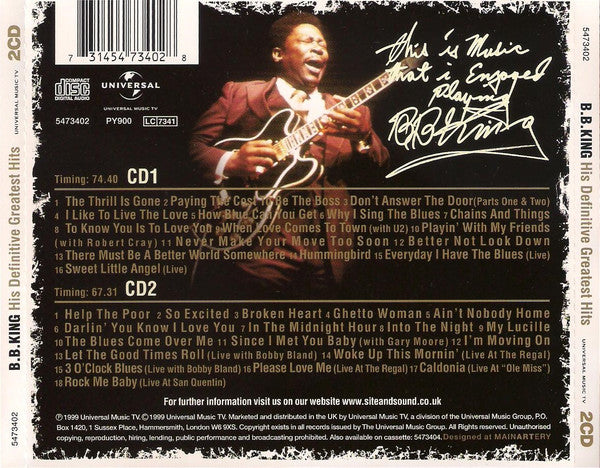 B.B. King – His Definitive Greatest Hits (Used) (Mint Condition) CD