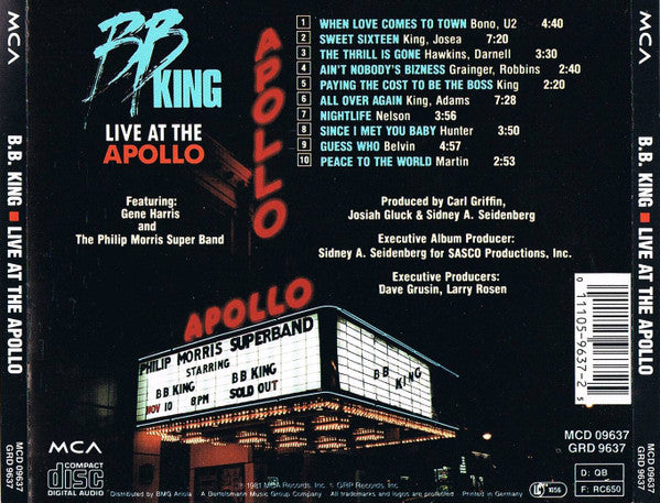 B.B. King – Live At The Apollo (Used) (Mint Condition) CD