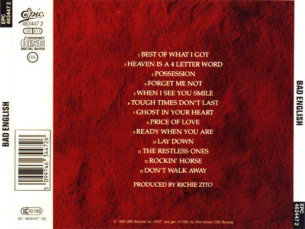 Bad English – Bad English (Used) (Mint Condition) - CD