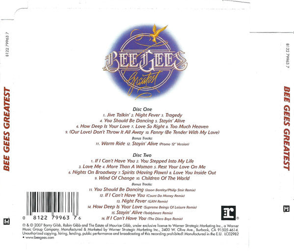 Bee Gees – Greatest - 2 Discs (Used) (Mint Condition) CD
