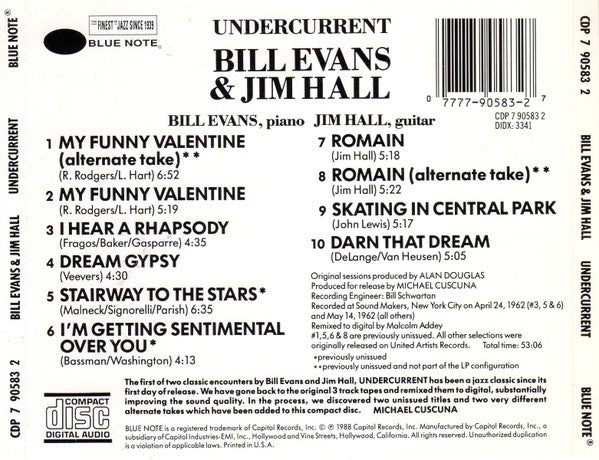 Bill Evans & Jim Hall – Undercurrent (Used) (Mint Condition) - CD
